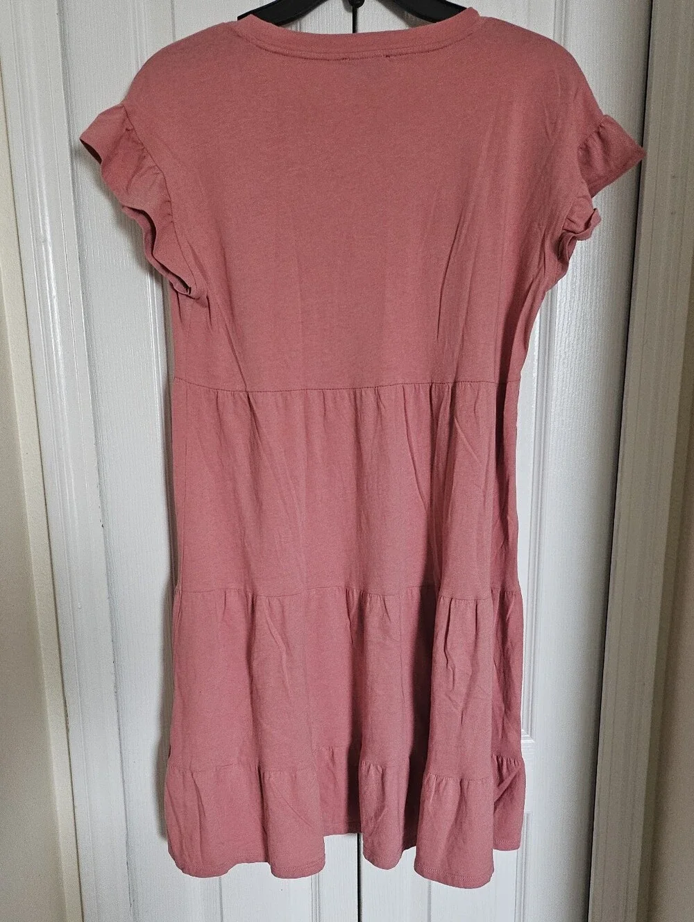 J.Crew XS Pink Tiered Ruffle Sleeve Mini Dress 100% Cotton Casual Re-Imagined.
